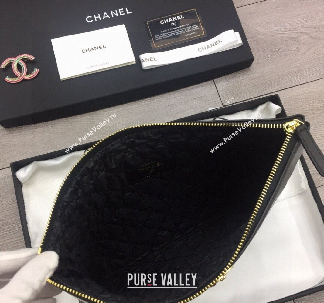 Chanel Quilted Lambskin Pouch Black 2024 9823 (YY-240119075)