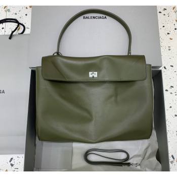 Balenciaga Rodeo Large Handbag in green smooth calfskin, aged-silver hardware 2024 78972 (JM-240621045)