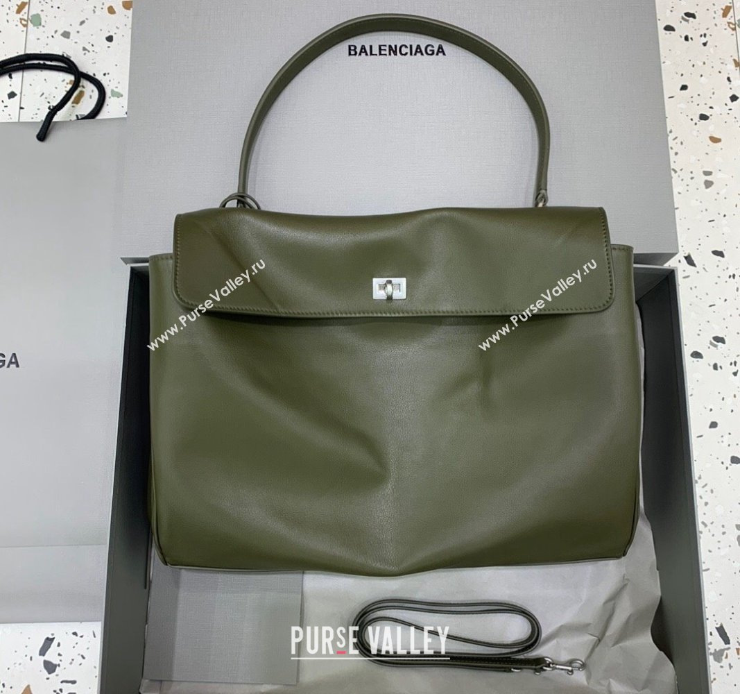 Balenciaga Rodeo Large Handbag in green smooth calfskin, aged-silver hardware 2024 78972 (JM-240621045)