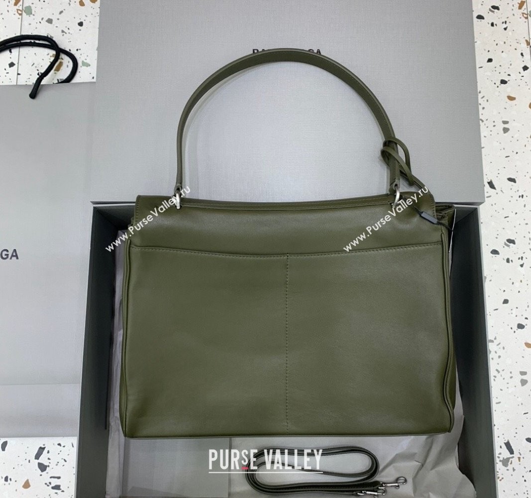 Balenciaga Rodeo Large Handbag in green smooth calfskin, aged-silver hardware 2024 78972 (JM-240621045)