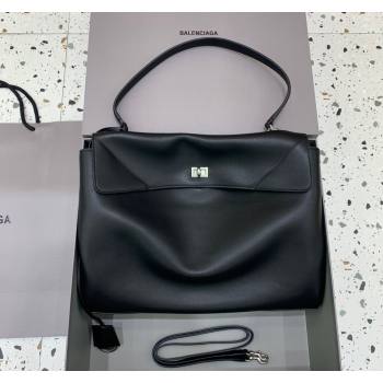 Balenciaga Rodeo Large Handbag in black smooth calfskin, aged-silver hardware 2024 78972 (JM-240621047)