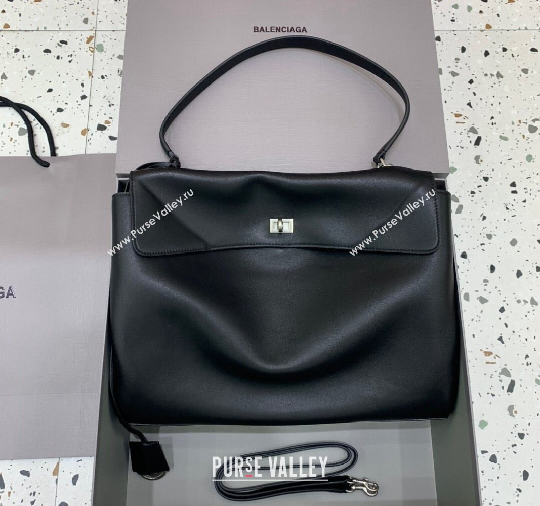 Balenciaga Rodeo Large Handbag in black smooth calfskin, aged-silver hardware 2024 78972 (JM-240621047)