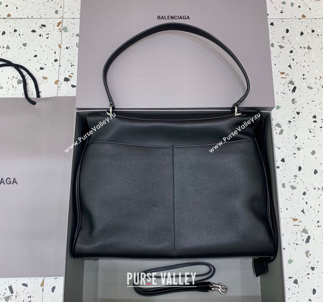 Balenciaga Rodeo Large Handbag in black smooth calfskin, aged-silver hardware 2024 78972 (JM-240621047)