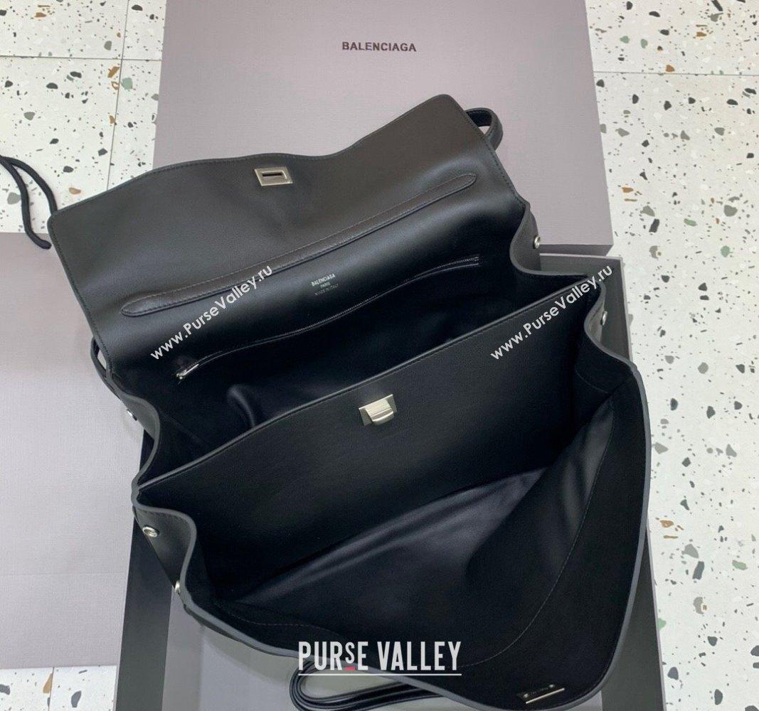 Balenciaga Rodeo Large Handbag in black smooth calfskin, aged-silver hardware 2024 78972 (JM-240621047)