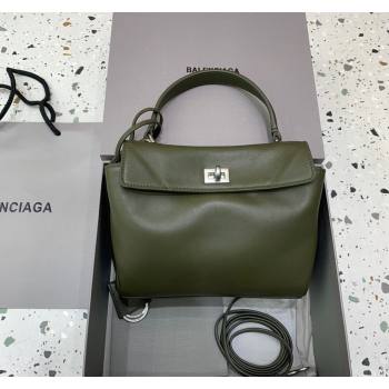 Balenciaga Rodeo Mini Handbag in green smooth calfskin, aged-silver hardware 2024 78972 (JM-240621044)