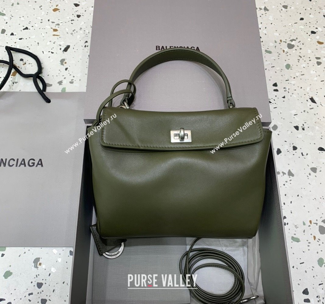 Balenciaga Rodeo Mini Handbag in green smooth calfskin, aged-silver hardware 2024 78972 (JM-240621044)