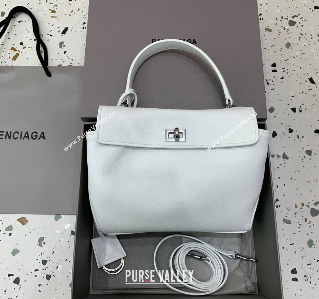 Balenciaga Rodeo Mini Handbag in white smooth calfskin, aged-silver hardware 2024 78972 (JM-240621048)