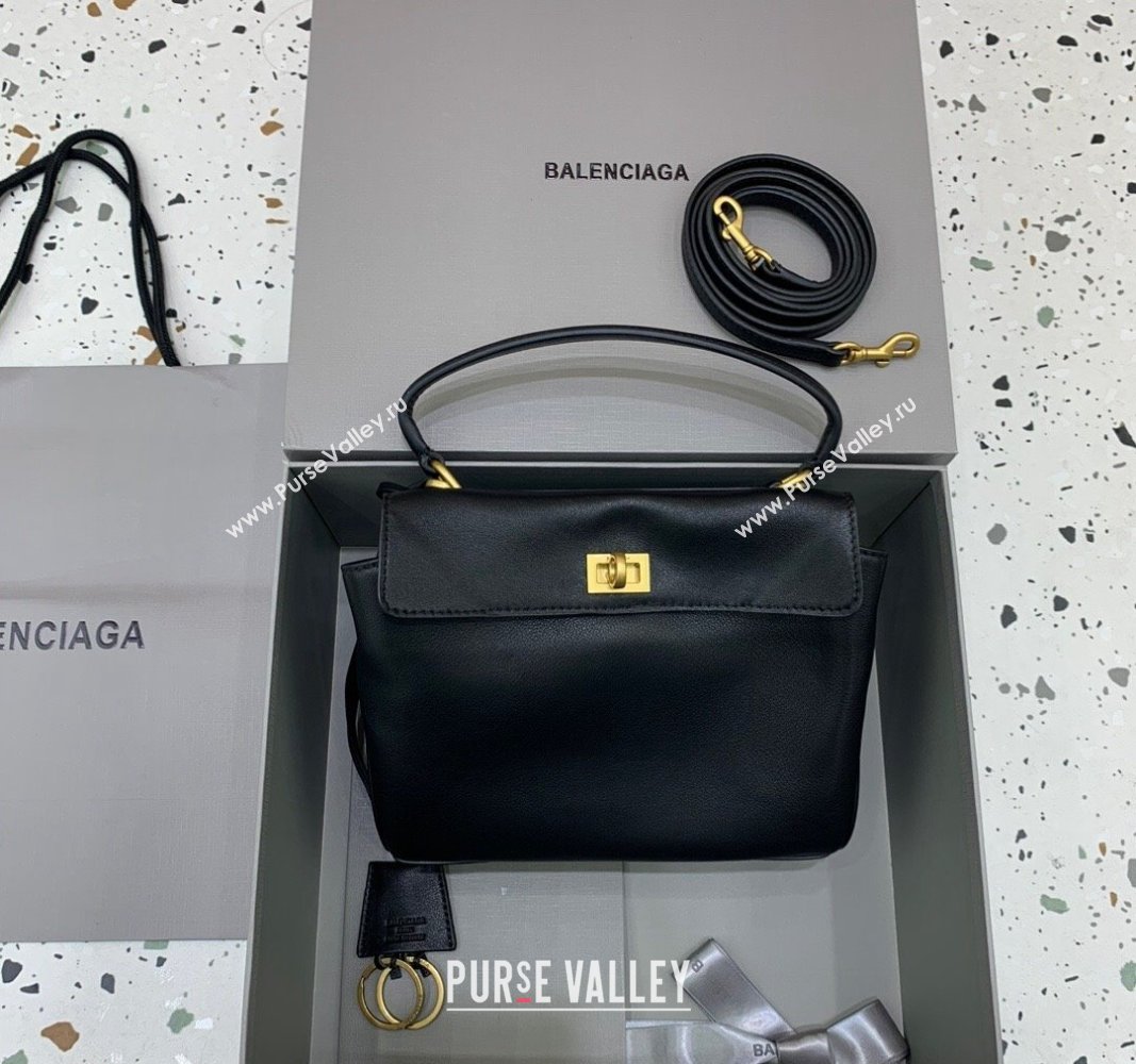 Balenciaga Rodeo Mini Handbag in black smooth calfskin, aged-gold hardware 2024 78972 (JM-240621049)