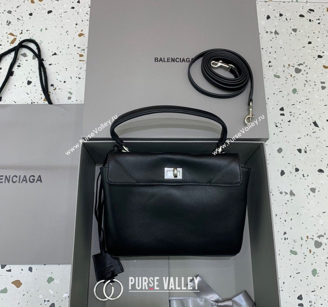 Balenciaga Rodeo Mini Handbag in black smooth calfskin, aged-silver hardware 2024 78972 (JM-240621050)