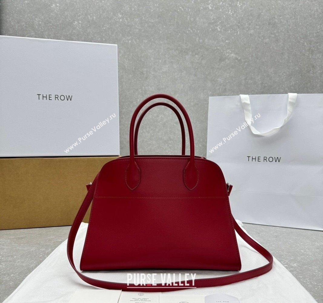 The Row Margaux 12 Tote Bag in Smooth Leather Dark Red 2024 1833 (ningm-240921020)