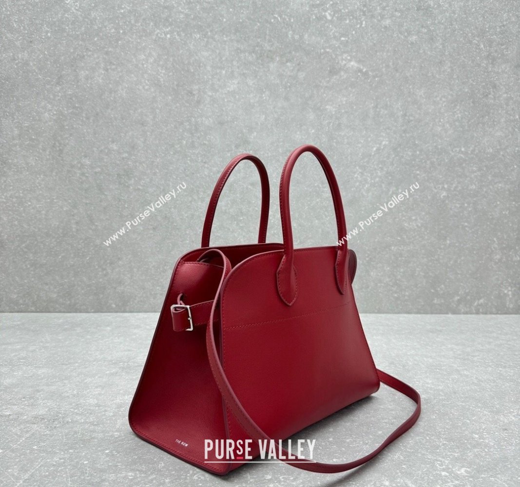 The Row Margaux 12 Tote Bag in Smooth Leather Dark Red 2024 1833 (ningm-240921020)