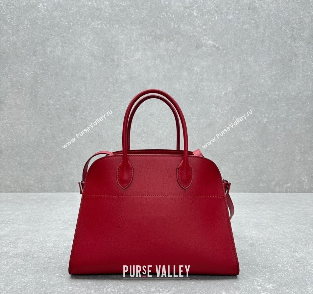 The Row Margaux 12 Tote Bag in Smooth Leather Dark Red 2024 1833 (ningm-240921020)