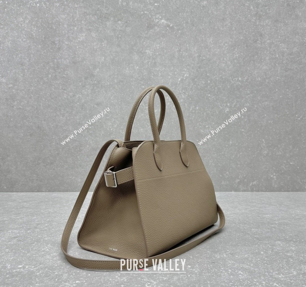 The Row Margaux 12 Tote Bag in Grained Leather Dusty Beige 2024 1833 (ningm-240921024)