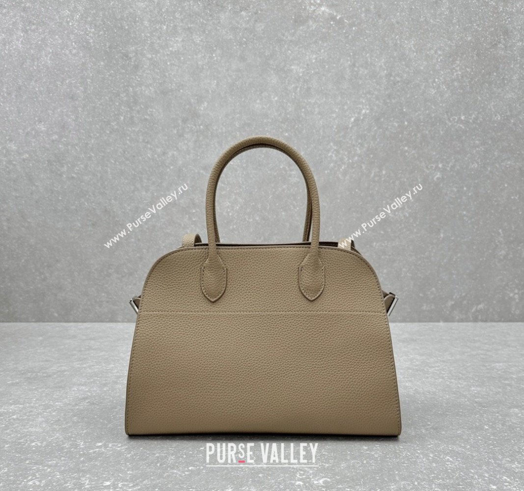 The Row Margaux 12 Tote Bag in Grained Leather Dusty Beige 2024 1833 (ningm-240921024)