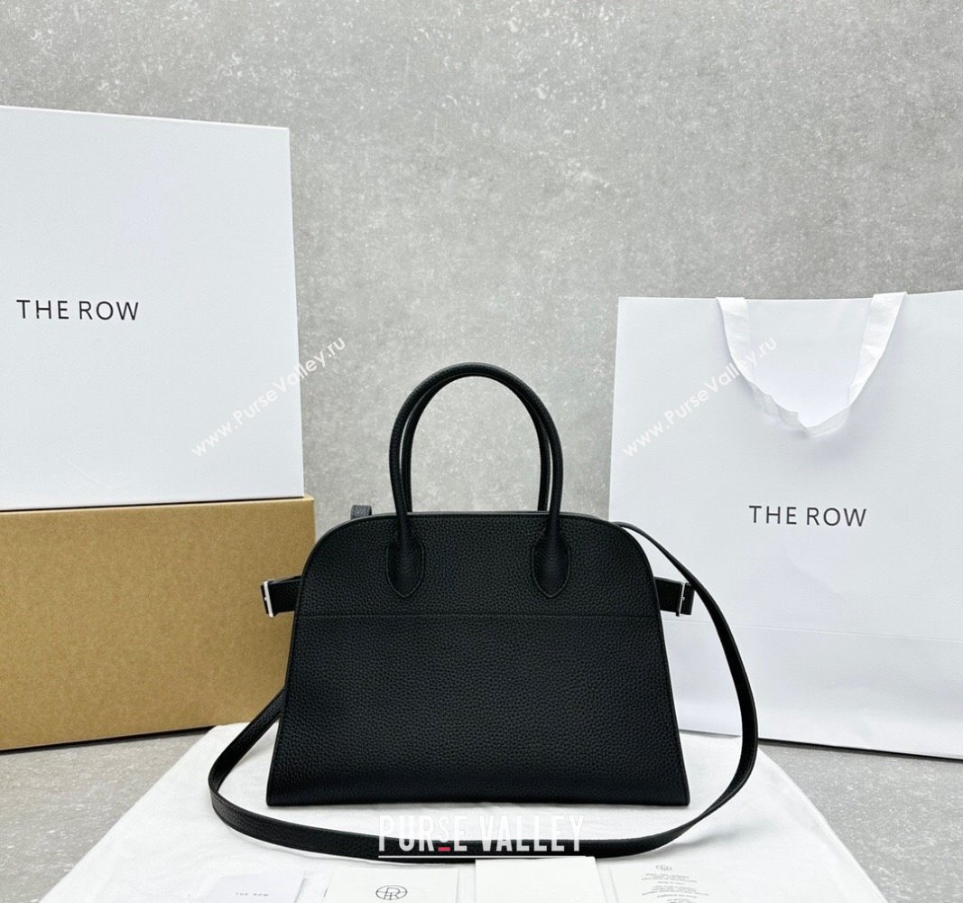 The Row Margaux 12 Tote Bag in Grianed Leather Black 2024 1833 (ningm-240921025)