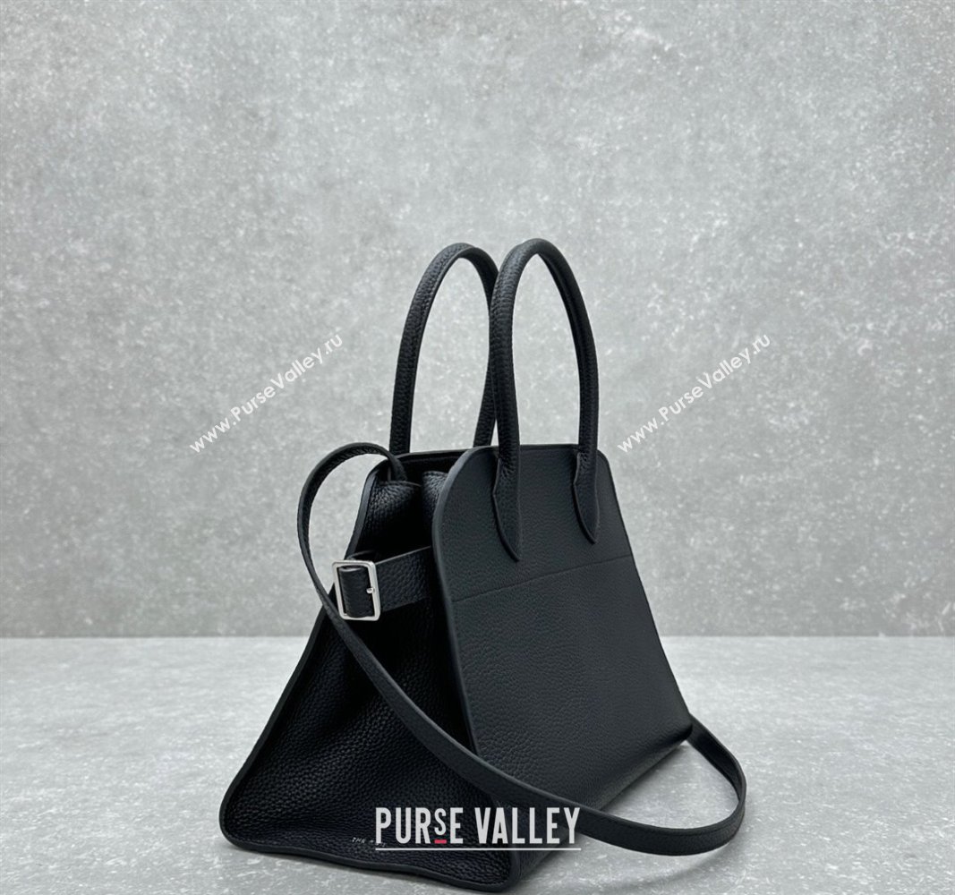 The Row Margaux 12 Tote Bag in Grianed Leather Black 2024 1833 (ningm-240921025)