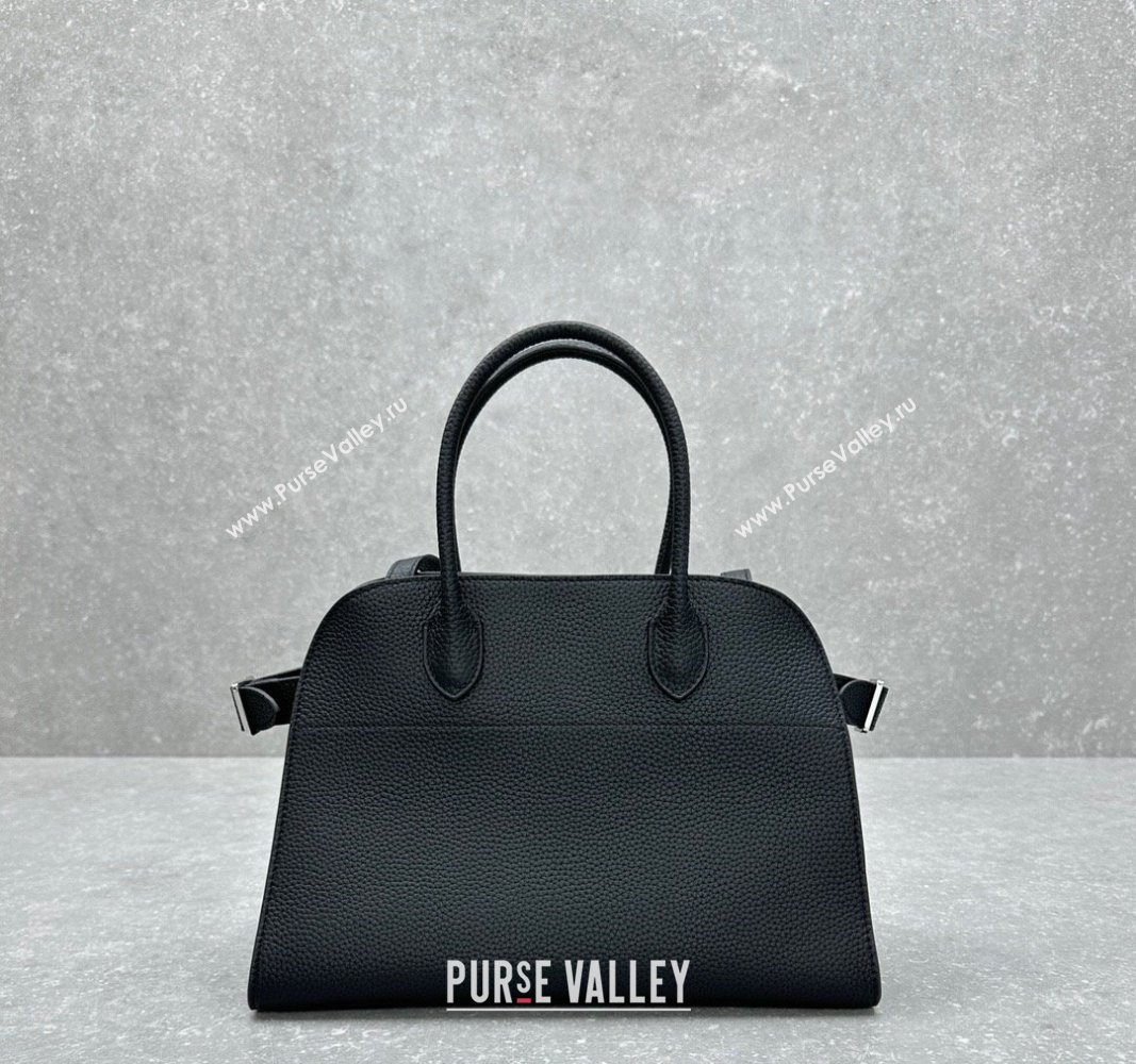 The Row Margaux 12 Tote Bag in Grianed Leather Black 2024 1833 (ningm-240921025)