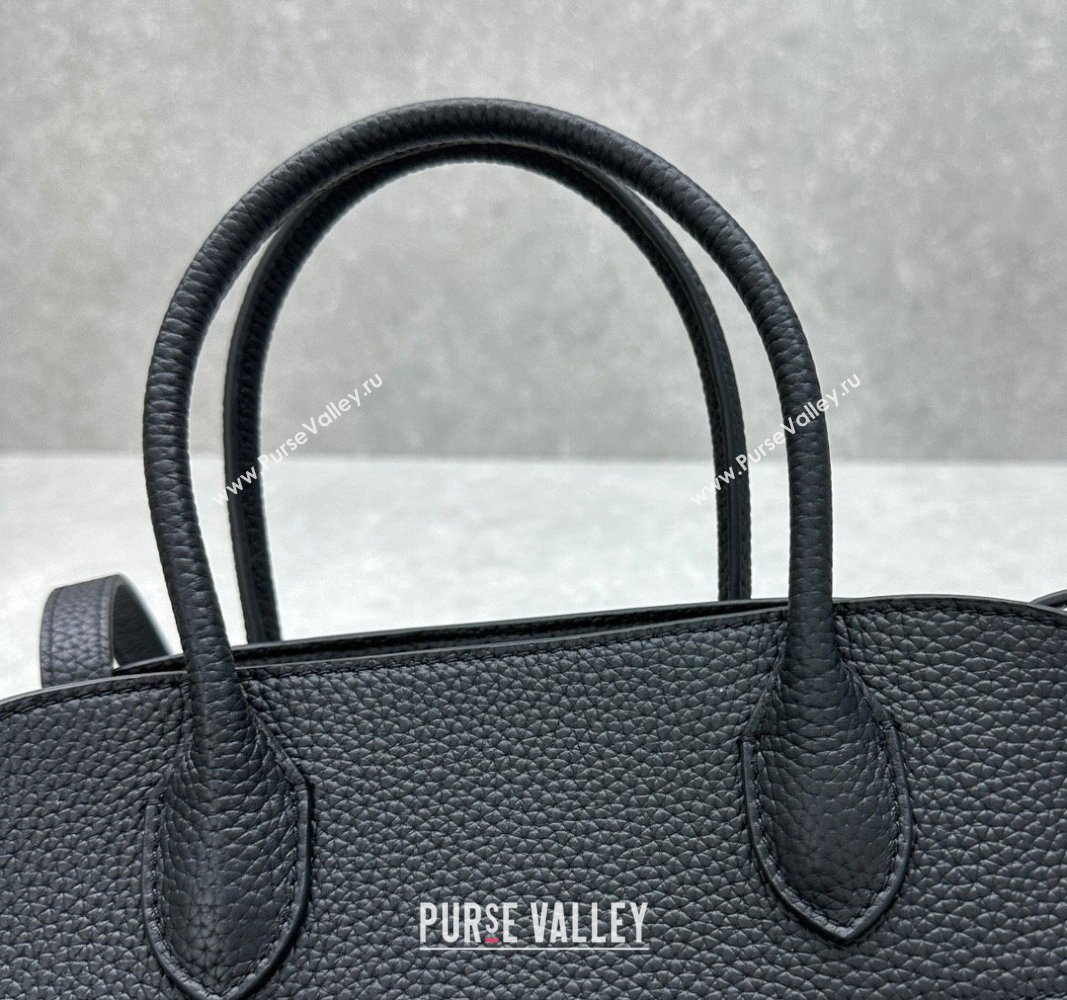 The Row Margaux 12 Tote Bag in Grianed Leather Black 2024 1833 (ningm-240921025)