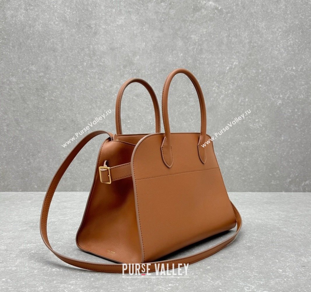 The Row Margaux 12 Tote Bag in Smooth Leather Brown 2024 1833 (ningm-240921021)