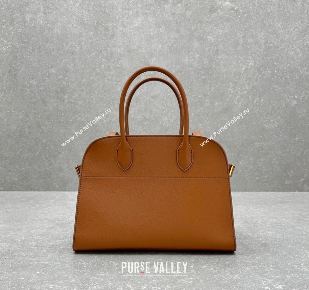 The Row Margaux 12 Tote Bag in Smooth Leather Brown 2024 1833 (ningm-240921021)