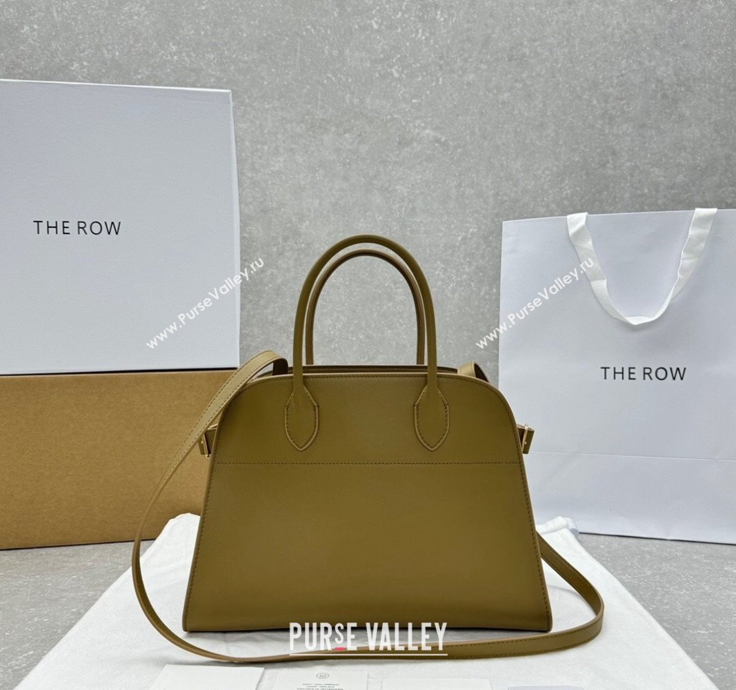 The Row Margaux 12 Tote Bag in Smooth Leather Olive Green 2024 1833 (ningm-240921022)