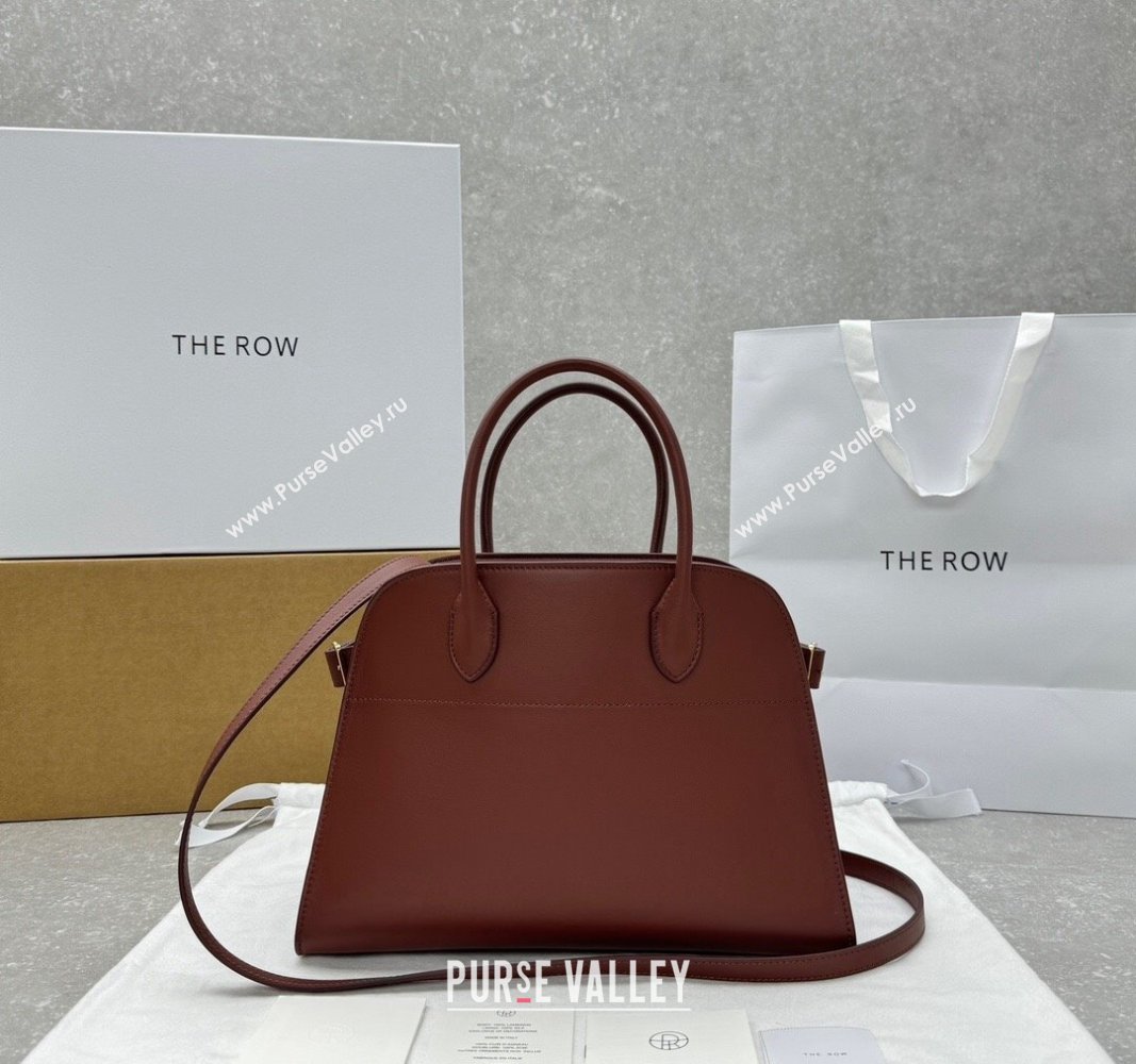 The Row Margaux 12 Tote Bag in Smooth Leather Brick Red 2024 1833 (ningm-240921023)