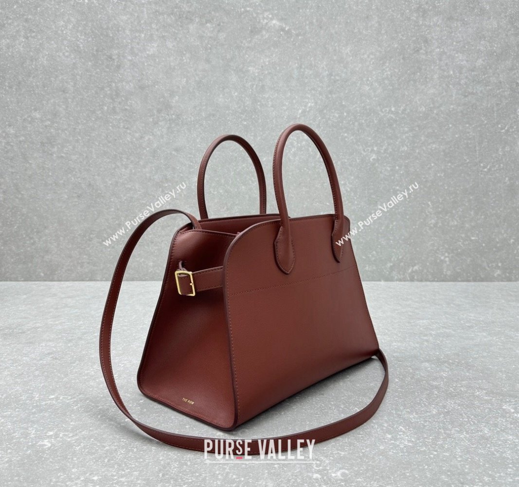 The Row Margaux 12 Tote Bag in Smooth Leather Brick Red 2024 1833 (ningm-240921023)