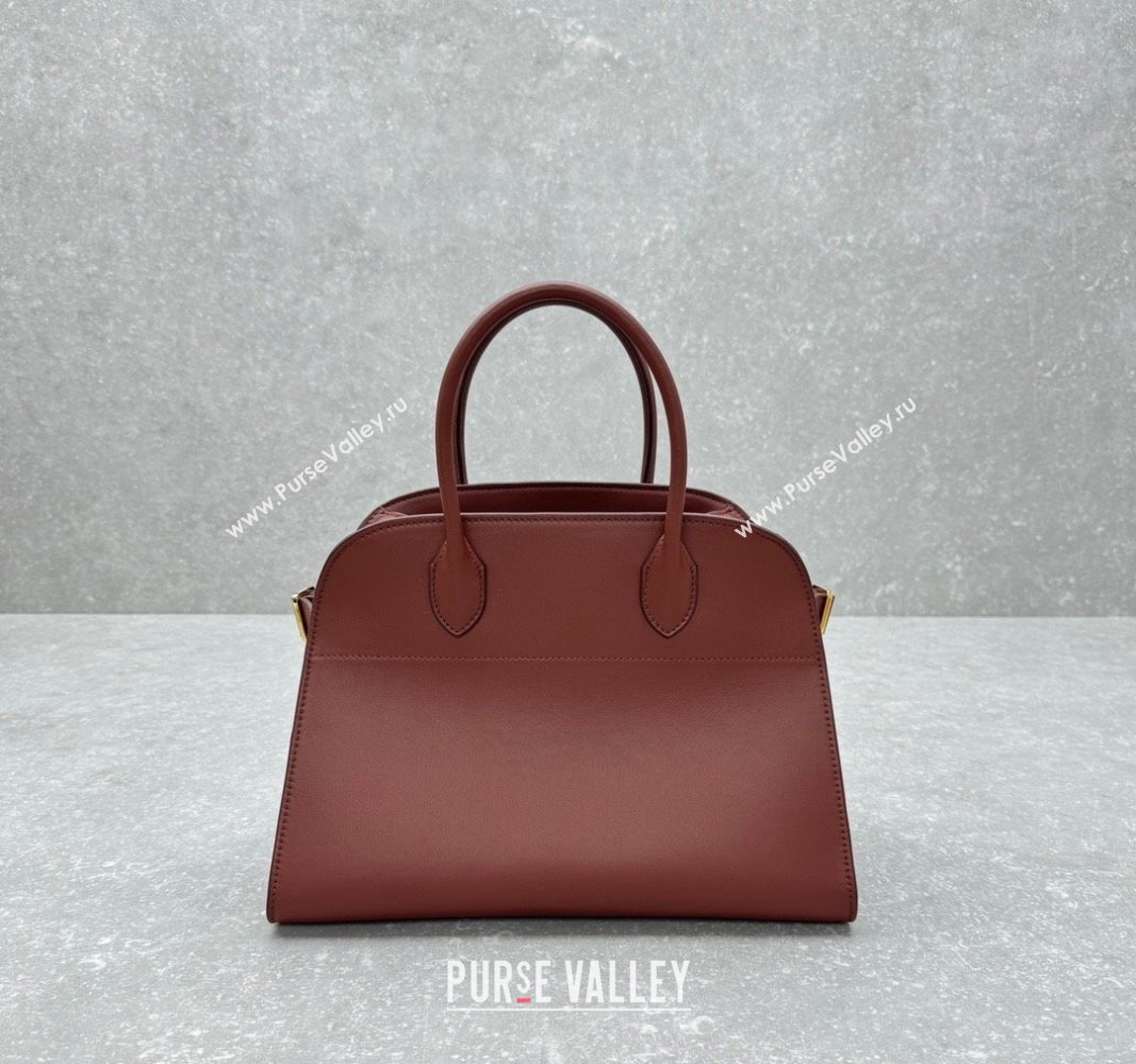 The Row Margaux 12 Tote Bag in Smooth Leather Brick Red 2024 1833 (ningm-240921023)