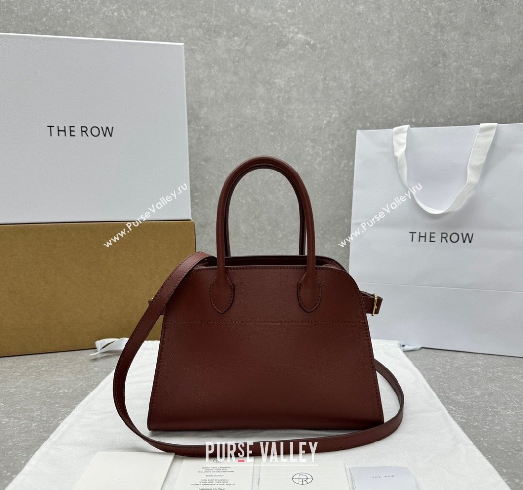 The Row Margaux 10 Small Tote Bag in Smooth Leather Brick Red 2024 1833 (ningm-240921027)