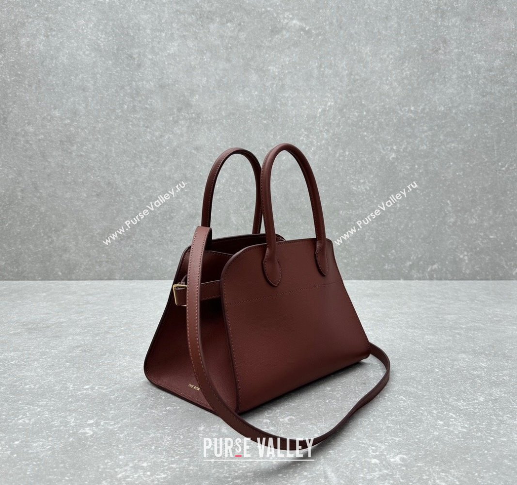 The Row Margaux 10 Small Tote Bag in Smooth Leather Brick Red 2024 1833 (ningm-240921027)