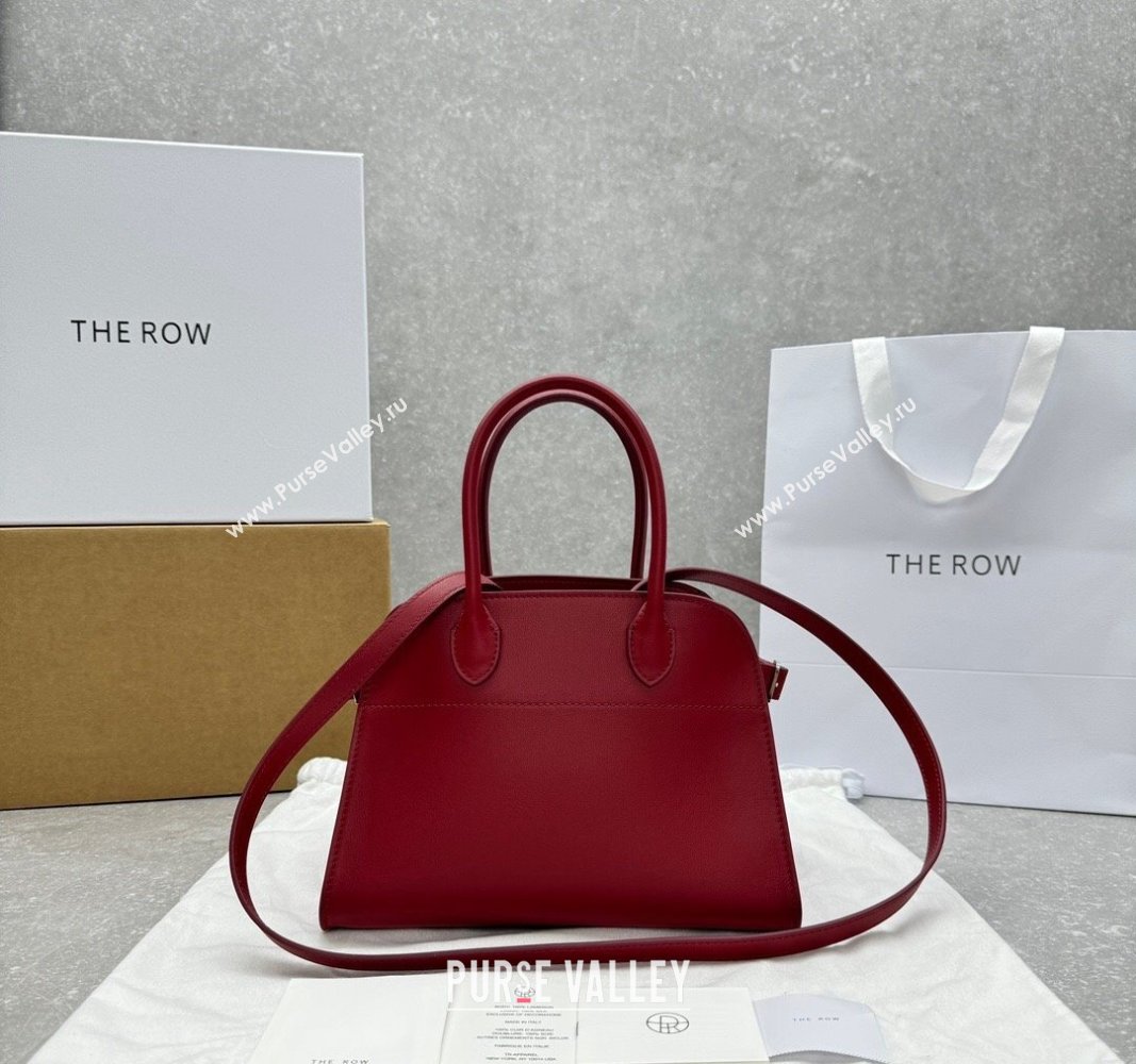 The Row Margaux 10 Small Tote Bag in Smooth Leather Dark Red 2024 1831 (ningm-240921026)