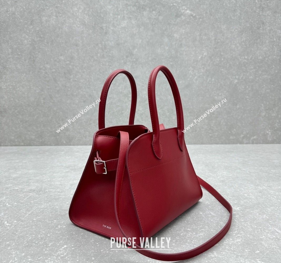 The Row Margaux 10 Small Tote Bag in Smooth Leather Dark Red 2024 1831 (ningm-240921026)