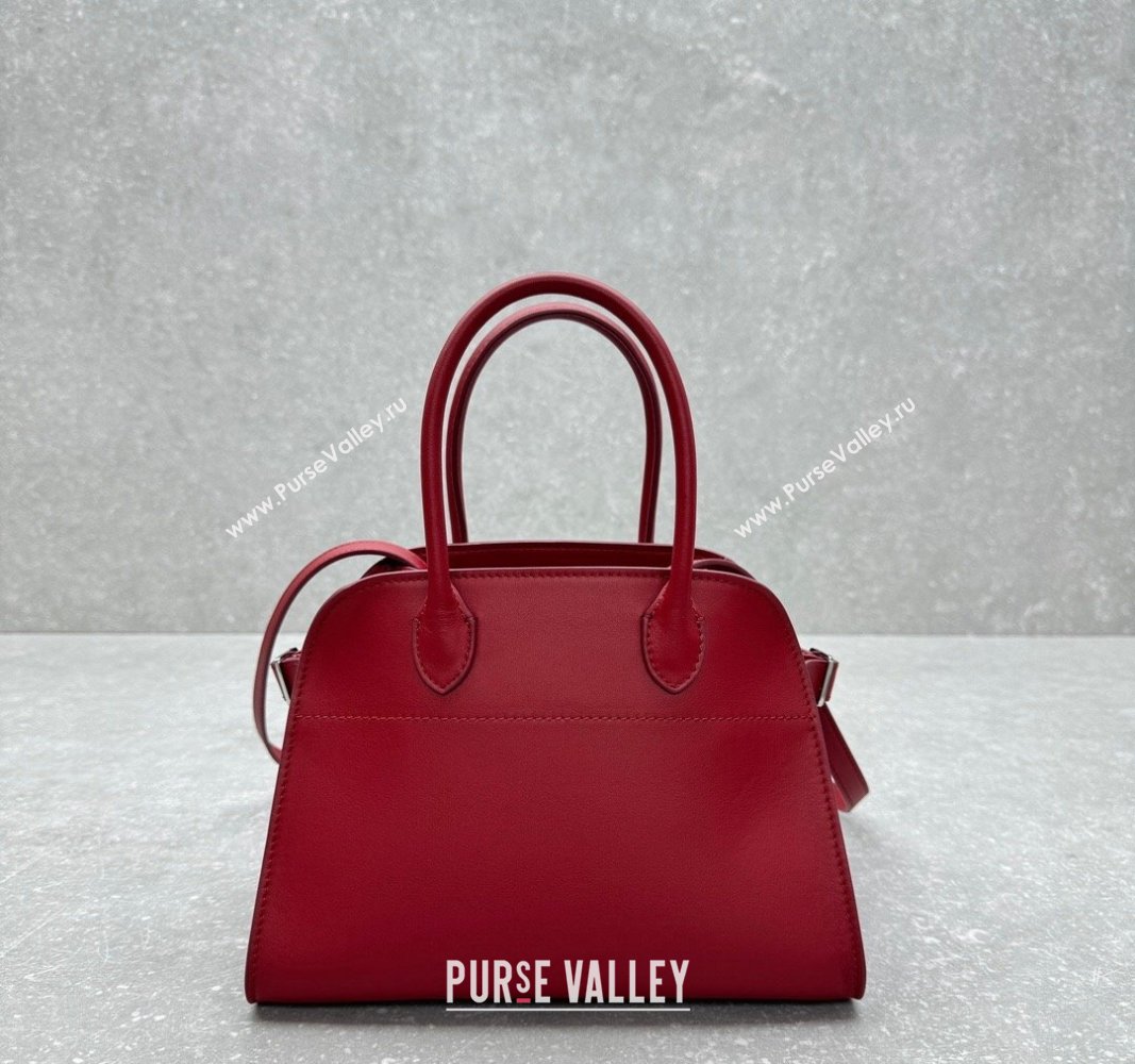 The Row Margaux 10 Small Tote Bag in Smooth Leather Dark Red 2024 1831 (ningm-240921026)