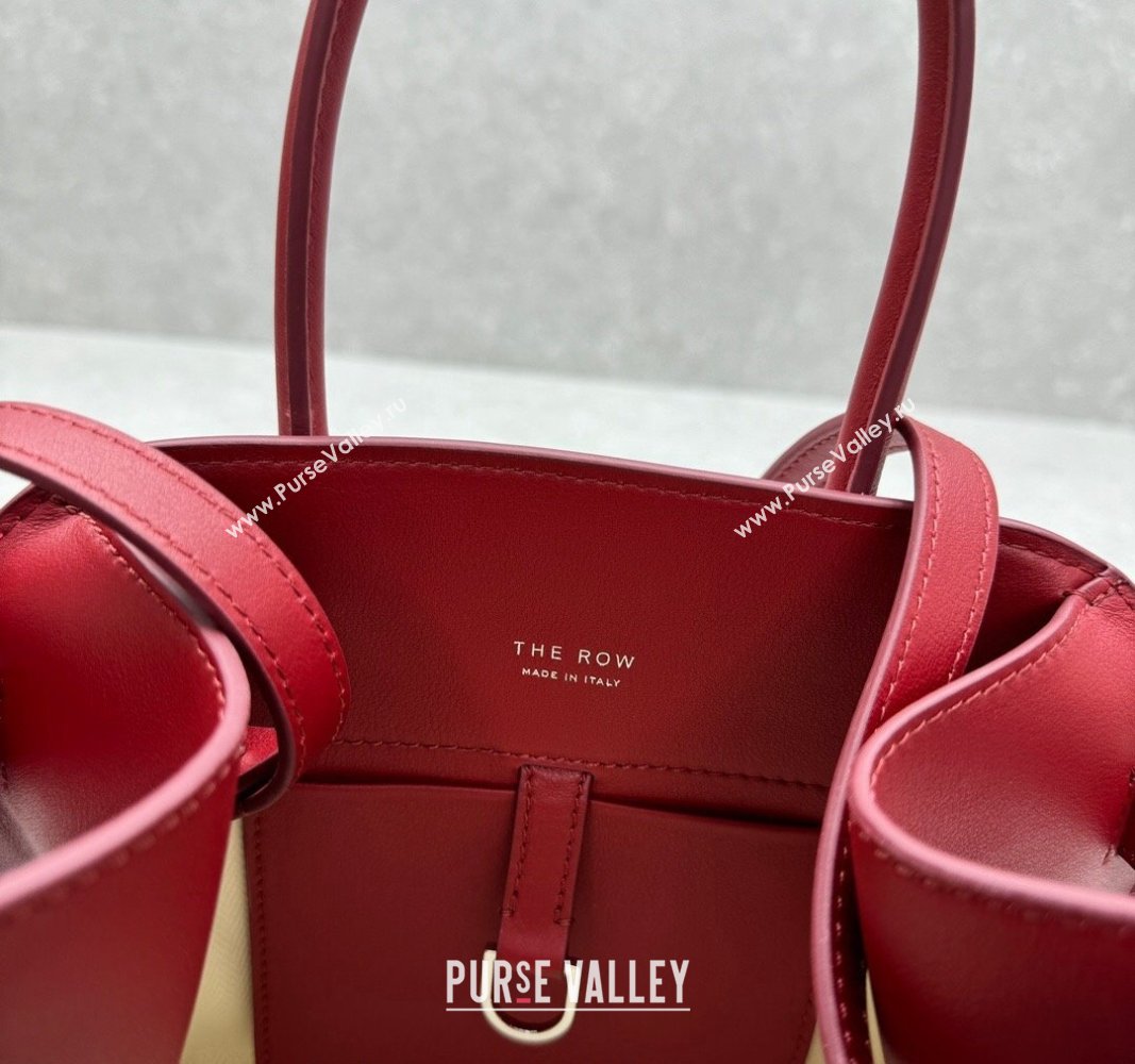 The Row Margaux 10 Small Tote Bag in Smooth Leather Dark Red 2024 1831 (ningm-240921026)