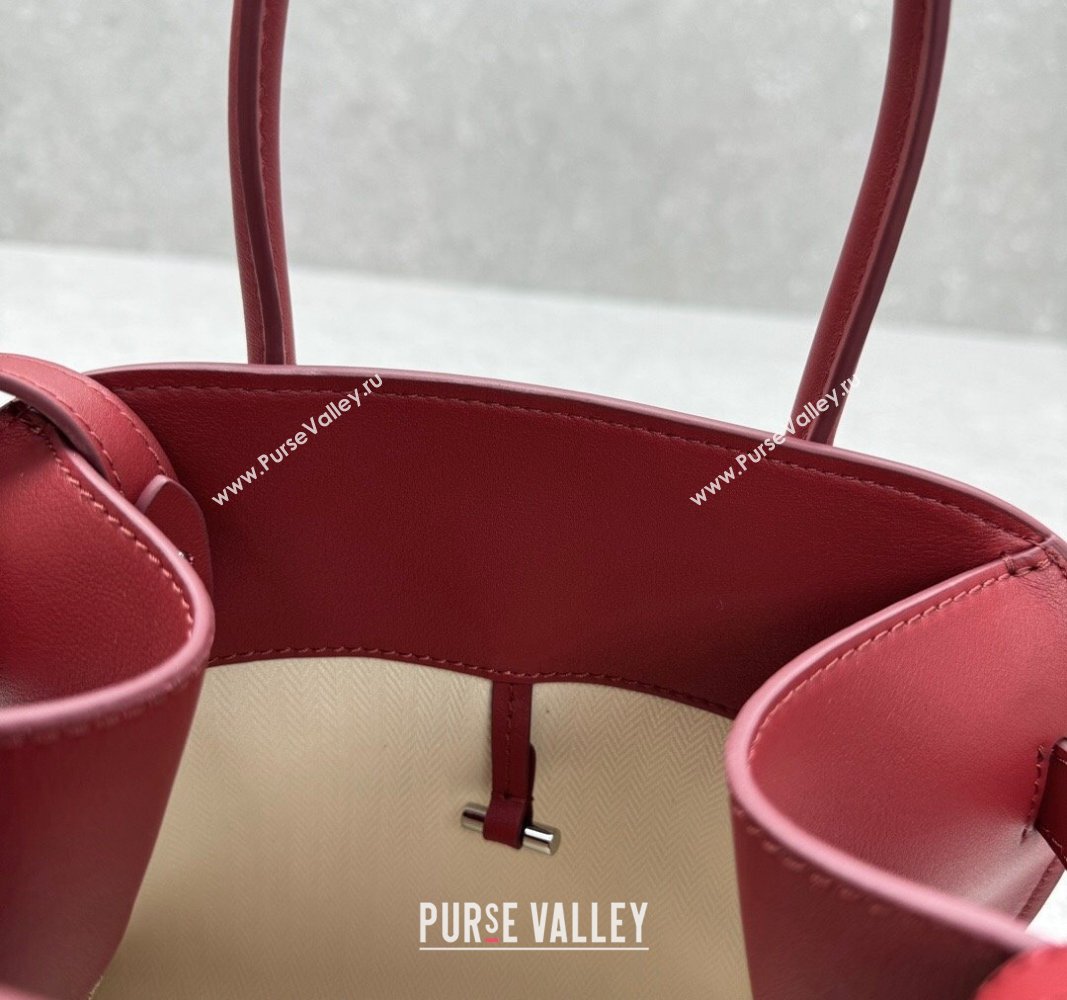 The Row Margaux 10 Small Tote Bag in Smooth Leather Dark Red 2024 1831 (ningm-240921026)