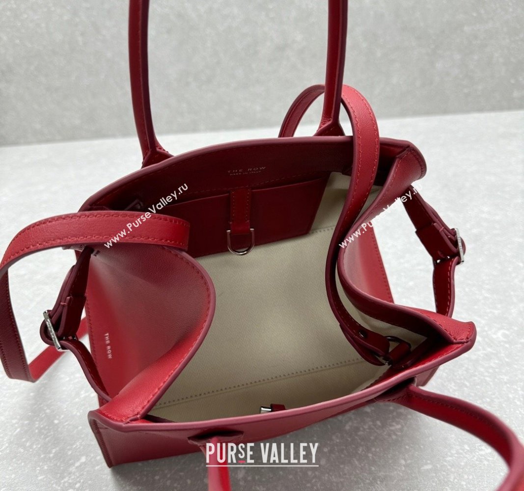 The Row Margaux 10 Small Tote Bag in Smooth Leather Dark Red 2024 1831 (ningm-240921026)