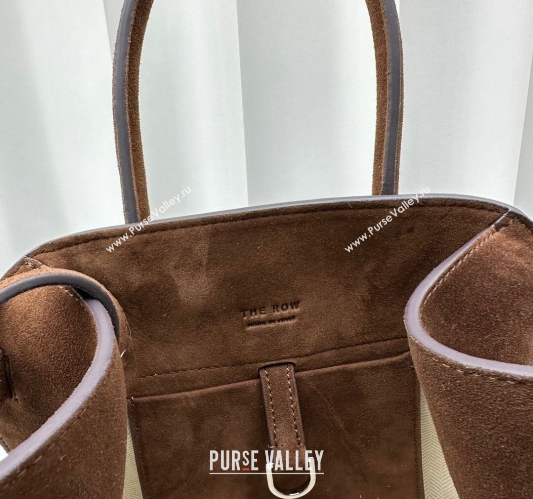 The Row Margaux 10 Small Tote Bag in Suede Dark Brown 2024 1831 (ningm-240921028)