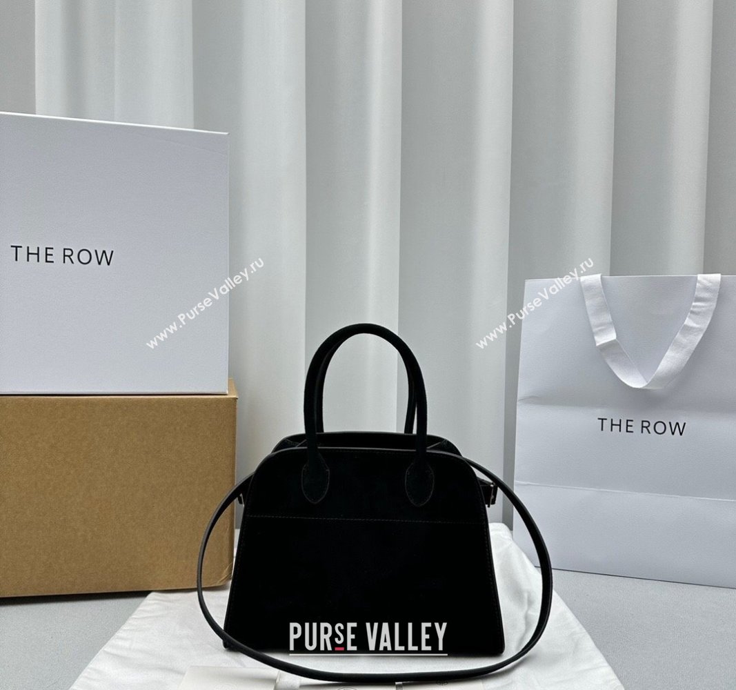 The Row Margaux 10 Small Tote Bag in Suede Black 2024 1831 (ningm-240921029)