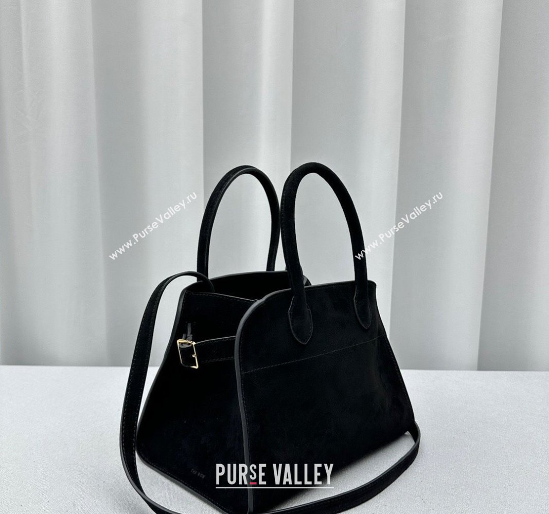 The Row Margaux 10 Small Tote Bag in Suede Black 2024 1831 (ningm-240921029)