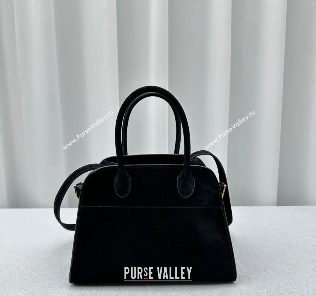 The Row Margaux 10 Small Tote Bag in Suede Black 2024 1831 (ningm-240921029)