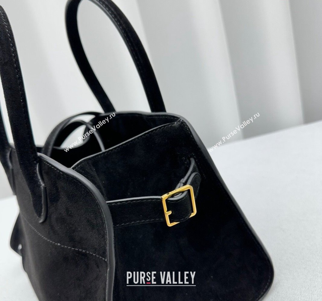 The Row Margaux 10 Small Tote Bag in Suede Black 2024 1831 (ningm-240921029)