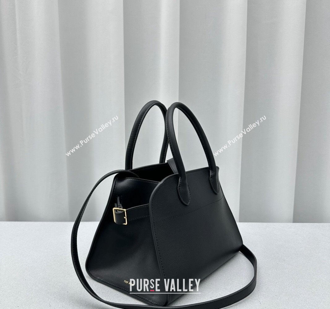 The Row Margaux 10 Small Tote Bag in Calf Leather Black 2024 1831 (ningm-240921030)