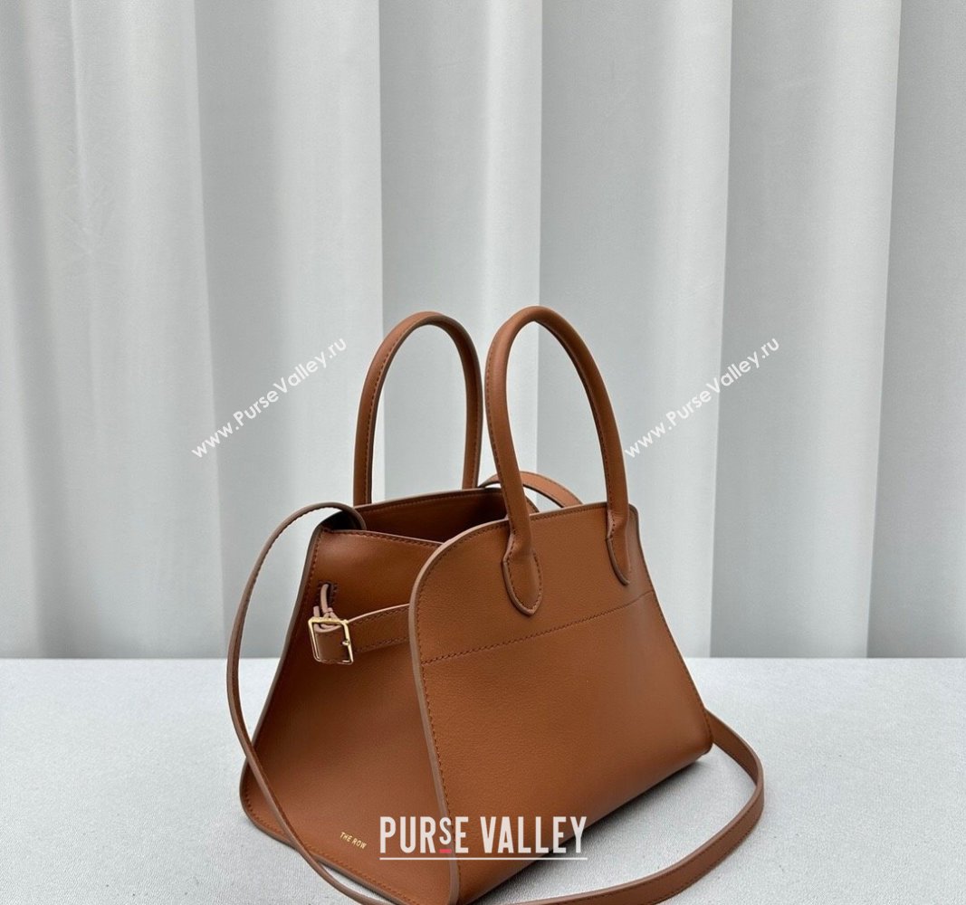 The Row Margaux 10 Small Tote Bag in Calf Leather Brown 2024 1831 (ningm-240921031)