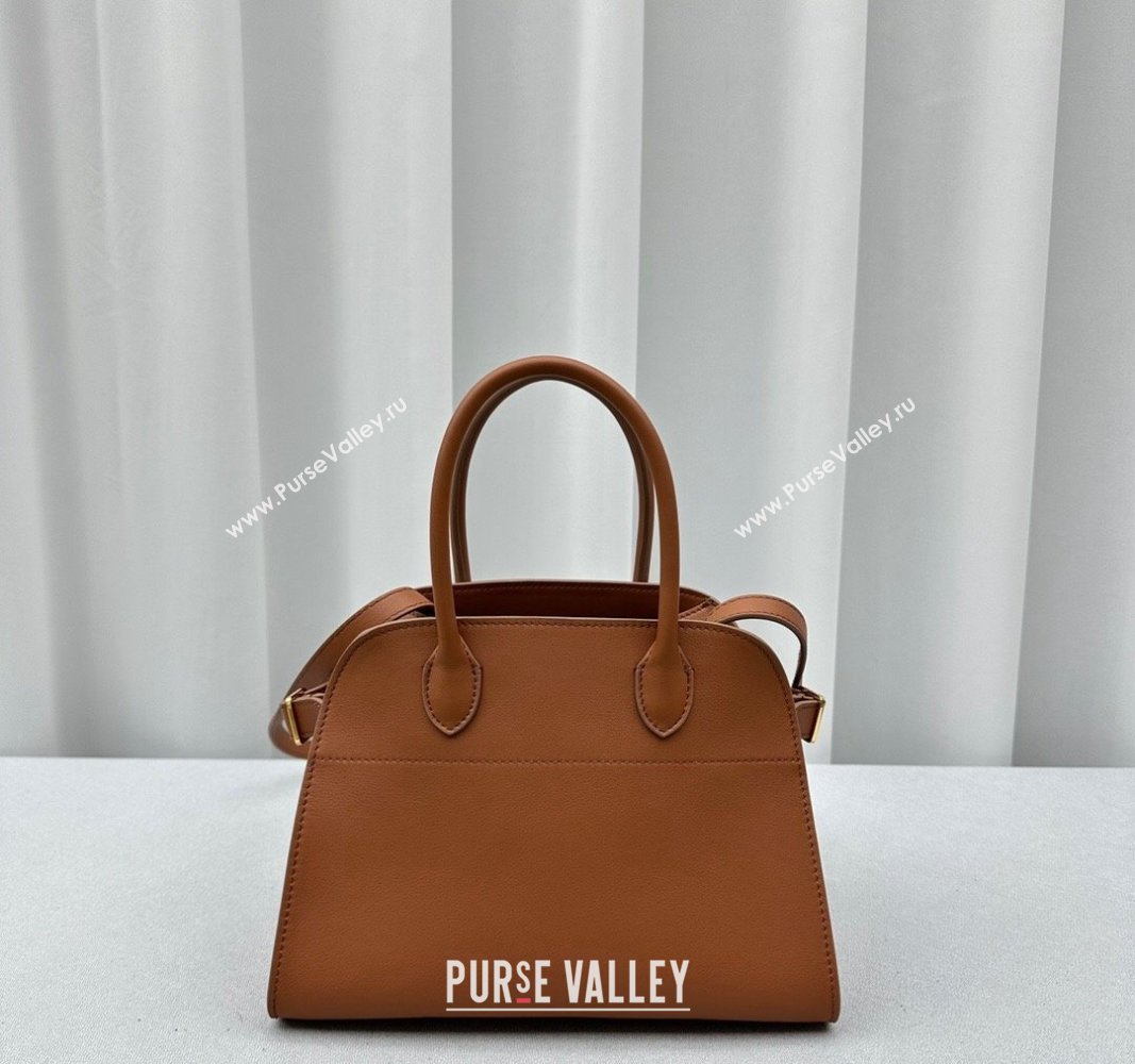 The Row Margaux 10 Small Tote Bag in Calf Leather Brown 2024 1831 (ningm-240921031)