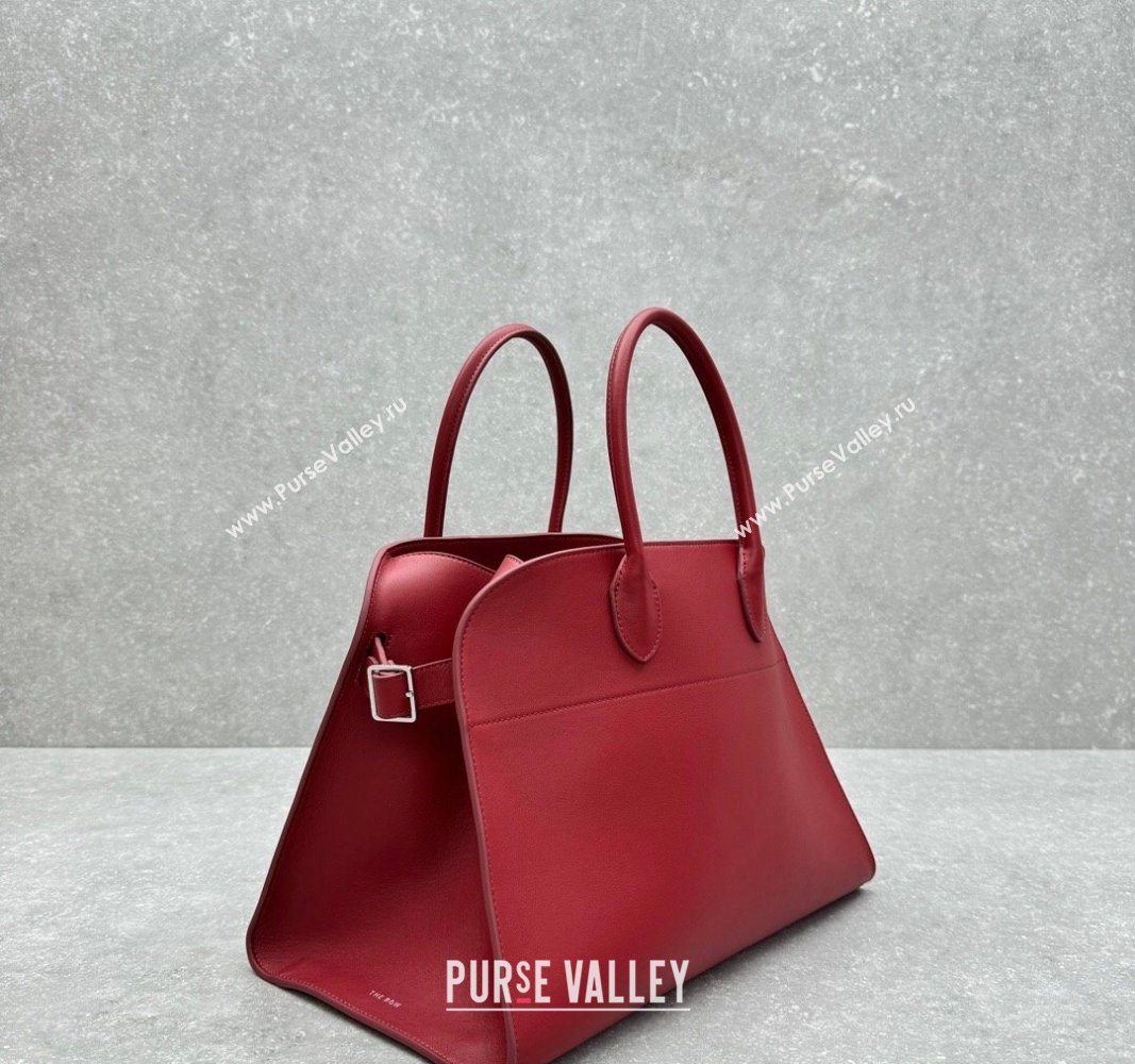 The Row Margaux 15 Medium Tote Bag in Smooth Leather Dark Red 2024 1831 (ningm-240921032)