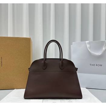 The Row Margaux 15 Medium Tote Bag in Smooth Leather Chocolate Brown 2024 1831 (ningm-240921033)