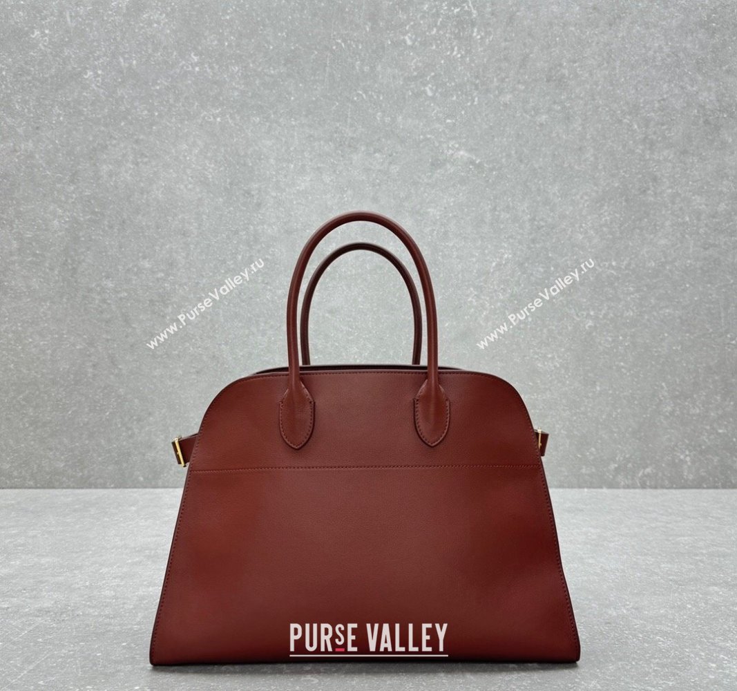 The Row Margaux 15 Medium Tote Bag in Smooth Leather Brick Red 2024 1831 (ningm-240921034)