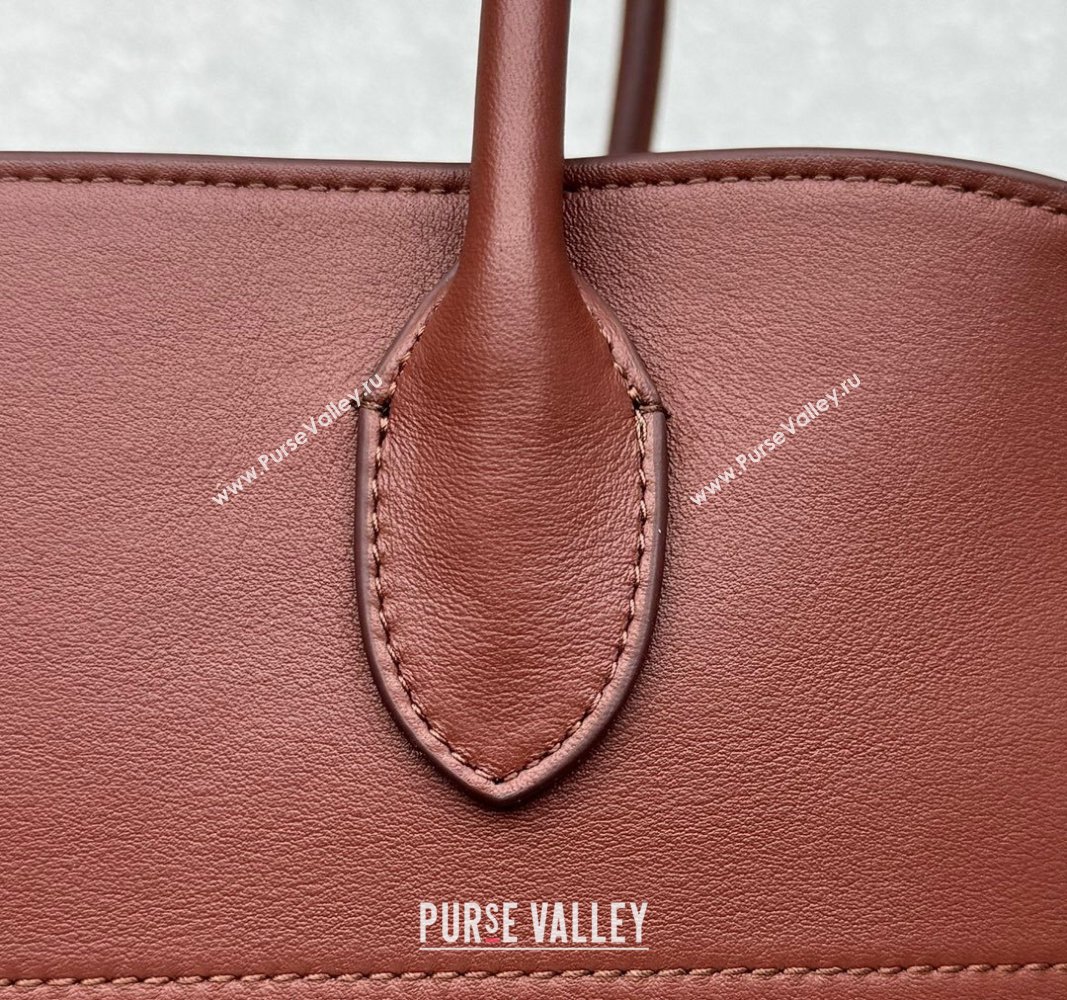 The Row Margaux 15 Medium Tote Bag in Smooth Leather Brick Red 2024 1831 (ningm-240921034)