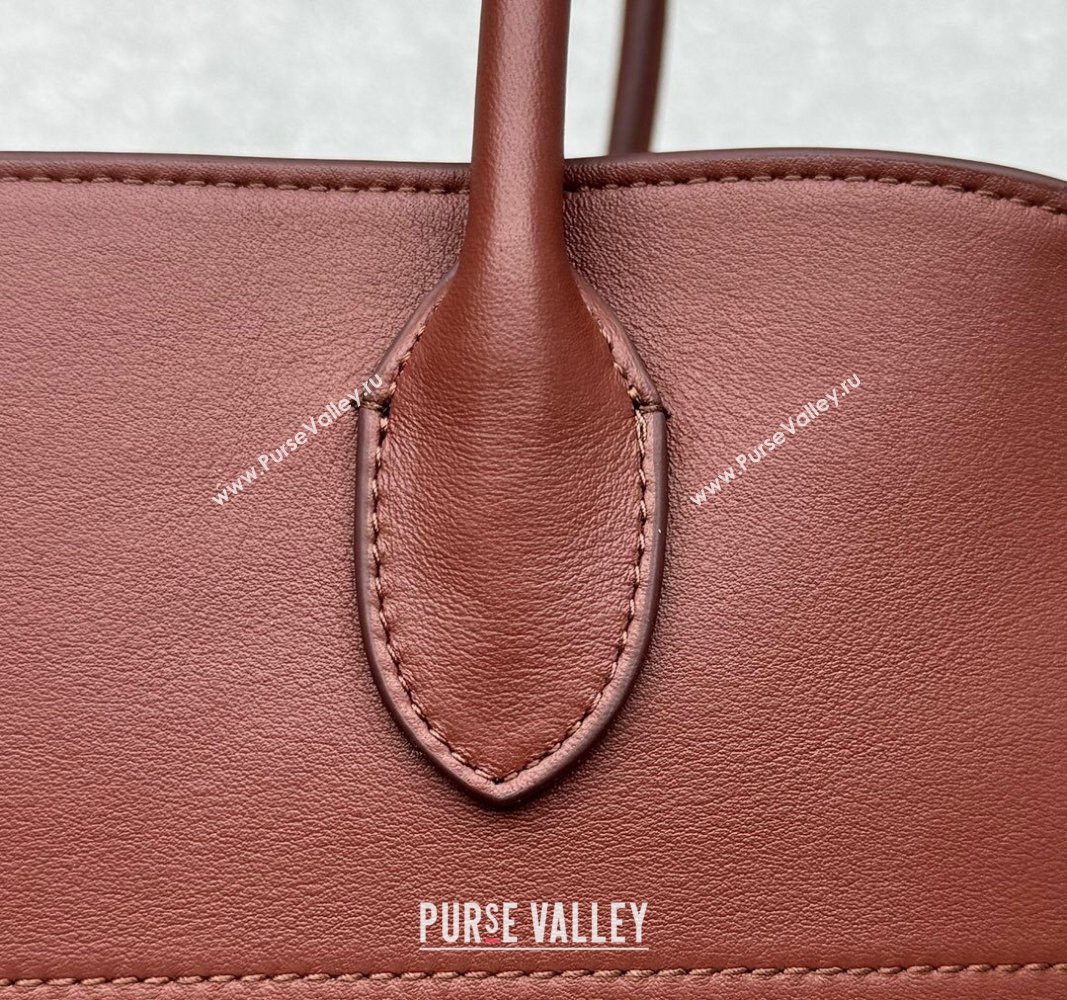 The Row Margaux 15 Medium Tote Bag in Smooth Leather Brick Red 2024 1831 (ningm-240921034)