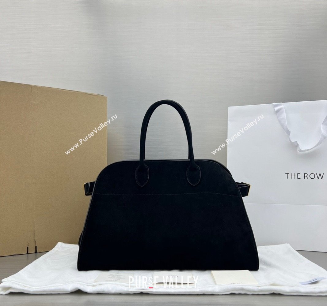 The Row Margaux 15 Medium Tote Bag in Suede Black 2024 1831 (ningm-240921037)